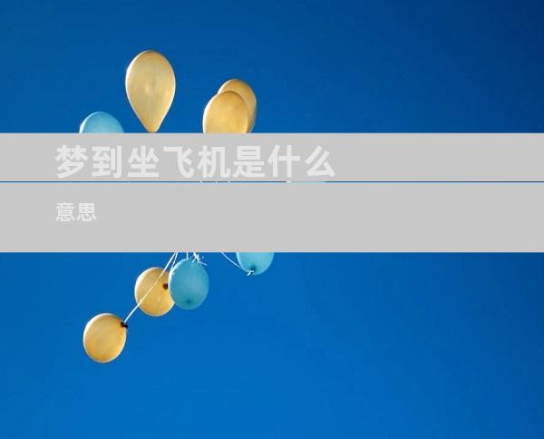 梦到坐飞机是什么意思